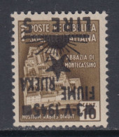 FIUME OCC. YUGOSLAVA - Sass. N.16aa - Cv 130 Euro - VARIETA' SOPRASTAMPA CAPOVOLTA - MNH** -GOMMA INTEGRA - Jugoslawische Bes.: Fiume