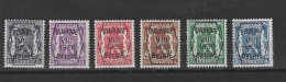 TIMBRES BELGIQUE Préoblitérés  PRE 375/380XX - Sobreimpresos 1936-51 (Sello Pequeno)