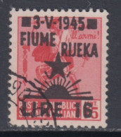 FIUME OCC. YUGOSLAVA - Sass. N.21 - Cv 800 Euro - Usato - Luxus Gestempelt - Joegoslavische Bez.: Fiume