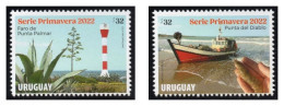 URUGUAY 2022 (Fishing, Ship, Boat, Lighthouse, Animal, Prawn, Penaeus Paulensis, Aloe, Succulent Plant) - Set (2 Stamps) - Crustaceans