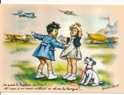 Carte Illustrateur Germaine Bouret On Prend Le Baptême De L'air ? Oh! Non Si On Nous Mettait Du Sel Sous La Langue Avion - Bouret, Germaine