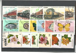 52580 ) Collection Cuba Postmark Trains Fish Flowers - Lots & Serien