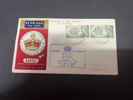 17-9-2023 (1 U 24) QANTAS - 1953 - Queen Elizabeth II Coronation Cover - Brieven En Documenten