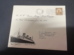 17-9-2023 (1 U 24) USA Cover - 1936 - R.M.S Queen Mary First Voyage From New York To Southampton (16 X 12.8 Cm) - Otros (Mar)