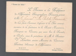 Bordeaux (33) Invitation ASSOCIATION STENOGRAPHIQUE  FRANCAISE  Excursionn Banquet Concert  (PPP44974) - Diplômes & Bulletins Scolaires