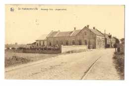 St. Huibrechts-Lille    -   Gemeente Huis  -   Jongensschool.  -   Prachtige Kaart Met Lijnstempel  1934  Naar   Berchem - Neerpelt