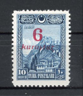 TUR 1929  Yv. N° 743  *   6k S 10g  Surchargé   Cote 17,5 Euro BE R 2 Scans - Unused Stamps