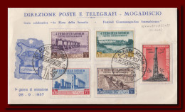 1957 Somalia AFIS Busta FDC AS 4^ Fiera Di Somalia Festival Cinematografico Cover - Somalië (AFIS)