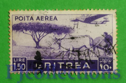 S180- ERITREA 1936 POSTA AEREA - AIRMAIL L.1,50 USATO - USED - Eritrée