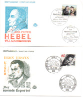 BRD 1985 MiNr.: 1246; 1247 Hebel, Kisch  2 Ersttagsbriefe; FRG FDC Scott: 1438/39 YT: 1478/79 Sg: 2090/91 - 1981-1990