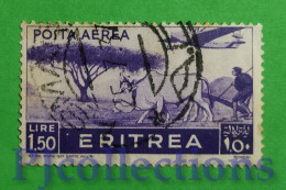 S187- ERITREA 1936 POSTA AEREA - AIRMAIL L.1,50 USATO - USED - Eritrée