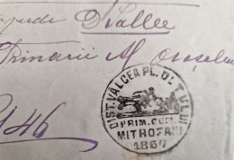 Lettre En Franchise Postale De Roumanie Avec Marque Illustrée Attelage Cheval Fouet (1882) - Horses