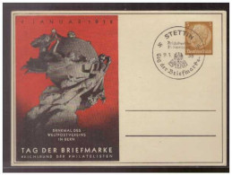 Dt- Reich (009286) Privatganzsache Zum Tag Der Briefmarke Fech C75/ 02, Blanco Mit Sonderstempel Stettin Vom 9.1.1938 - Private Postwaardestukken