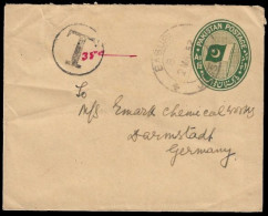 1952 PAKISTAN 1½As  POSTAGE DUE POSTAL STATIONERY ENVELOPE (H&G 3) TO GERMANY - Pakistan