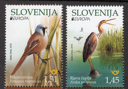 Slovenia 2019 Europa CEPT Natioal Birds Fauna Heron Panurus Biarmicus Ardea Purpurea, Set MNH - 2019