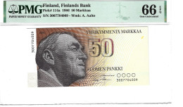 Finland 50 Markkaa 1986 P114a Graded 66 EPQ Gem Uncirculated By PMG - Finlandia