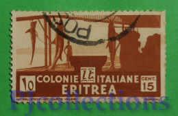 S191- ERITREA 1933 SOGGETTI AFRICANI 15c USATO - USED - Eritrée