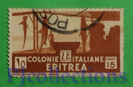 S191- ERITREA 1933 SOGGETTI AFRICANI 15c USATO - USED - Eritrea