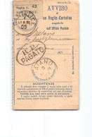 17606 01 AVVISO VAGLIA CARTOLINA - CANATALICE X RAIANO - Tax On Money Orders
