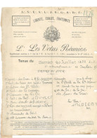 Vitry Le François 1895 Loge Maçonnique " Les Vertus Réunies " Ordre Du Jour D'une Tenue - Documents Historiques