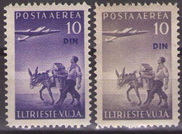 ITALIA - Trieste-Zona B - 1949 - POSTA  AEREA  Mi 27 DIFFERENT COLOR MLH*, MNH** VF - Neufs