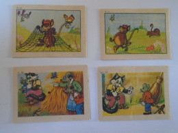 D198347  Lot  De 4  Images Cromos  Chocolat Menier  -Fables De La Fontaine  Souris  Maus Mouse - Menier