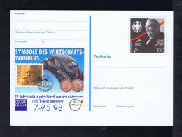 Gc7938 GERMANY VW Volkswagen "SYMBOLE DES WIRTSCHAFTS-WUBDERS" Coins Smoke Ludwig Erhard 1897-1977 Postal Stationery - Usines & Industries