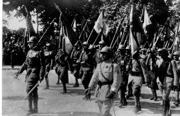 Cpa Carte Photo Défilé Troupes Françaises ,gradés - War 1914-18