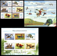 ROMANIA 2007 BIRDS GEESE COMPLETE SET WITH 2 MINIATURE SHEET MS MNH - Gänsevögel