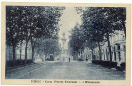 TORINO -TRAM -CORSO VITTORIO EMANUELE II E MONUMENTO-VIAGG.1926 - Places