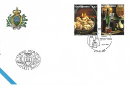 San Marino 2005 Fdc Europa, Cibo E Vino, Annullo Speciale, Bella - Storia Postale