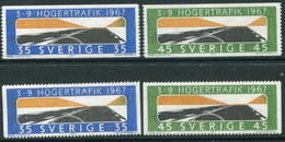 SWEDEN 1967 Change To Right-hand Driving MNH / **.  Michel 588-89A+C - Nuevos