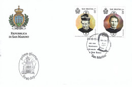 San Marino 2015 Fdc  200° Ann. Nascita Don Giovanni Bosco, Annullo Speciale, Bella - Covers & Documents