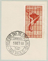 Brasilien / Brasil 1968, Ersttagstempel Sao Paulo, Landkarte Südamerika / Carte De L'Amérique Du Sud / Map South America - Géographie