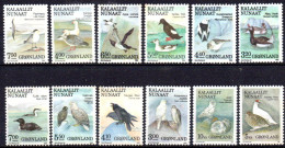 Groenland 12 Valeurs, Oiseaux Divers - Nuovi