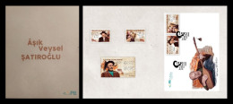 Turkey 2023 Mih. 4732/33 + 4734 (Bl.224) Music. Singer Asık Veysel MNH ** - Neufs