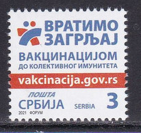 Serbia 2021 Vaccination Against Corona Health Disease Medicine Covid 19 Stamp MNH - Maladies