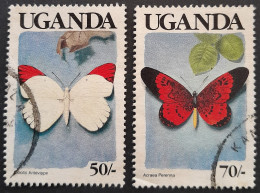 Ouganda Uganda 1989 Animal Papillon Butterfly Yvert 612 613 O Used - Uganda (1962-...)