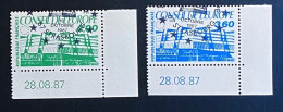 Frankreich 1987 Dienstmarken Europarat Mi. 43 - 44 Gestempelt/o  Bogenecke - Used