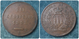 M_p> San Marino 10 Centesimi 1893 150.000 Pz Coniati - BELLA CONSERVAZIONE - San Marino
