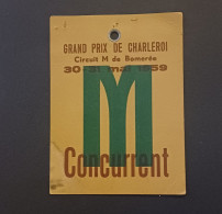 BOMERÉE / GRAND PRIX DE CHARLEROI 1959 / CARTE DE CONCURRENT - Autorennen - F1