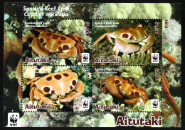 MARINE LIFE Aitutaki 2014 Crab WWF Reef Crustaceans Undersea Ocean Diving Fauna MNH Stamps Full Set Block SG# 827 - Crustacés