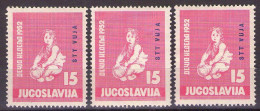 ITALIA - Trieste-Zona B -1952  Mi 69 X 3 - MNH**  VF - Nuevos