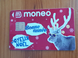 JOLIE CARTE MONEO PORTE MONNAIE ELECTRONIQUE BONNE ANNEE JOYEUX NOEL T.B.E !!! - Monéo