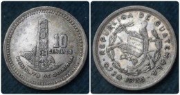 M_p> Guatemala 10 Centavos 1956 - ALTA CONSERVAZIONE - ARGENTO 720 °/oo - Guatemala