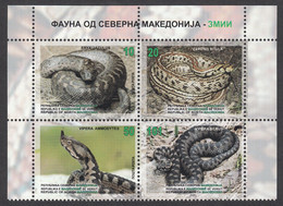 North Macedonia 2020 Fauna Reptiles Snakes Eryx Jaculus Zamenis Situla Vipera Ammodytes Vipera Berus, Set MNH - Serpents