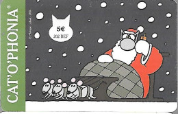 CARTE-PREPAYE-BELGE-5€-202BEF-CAT O PHONA-Le CHAT En Pére Noel-de Guluc-Gratté-TBE- - Cartes GSM, Recharges & Prépayées