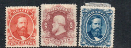 BRAZIL - 1866 DOM PEDRO 10r,20r AND 50r UNUSED NO GUM, FRESH COLOURS , SG CAT £70 - Nuovi