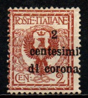 ITALIA - TRENTO E TRIESTE - 1919 - FRANCOBOLLI D'ITALIA CON SOVRASTAMPA - VALORE DA 2 CENT. - SENZA GOMMA - Trente & Trieste