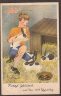 Signée Willy Schermelé - 1944 - Garcon Avec Des Lapins. Jongen Met Konijnen.  - Wichera